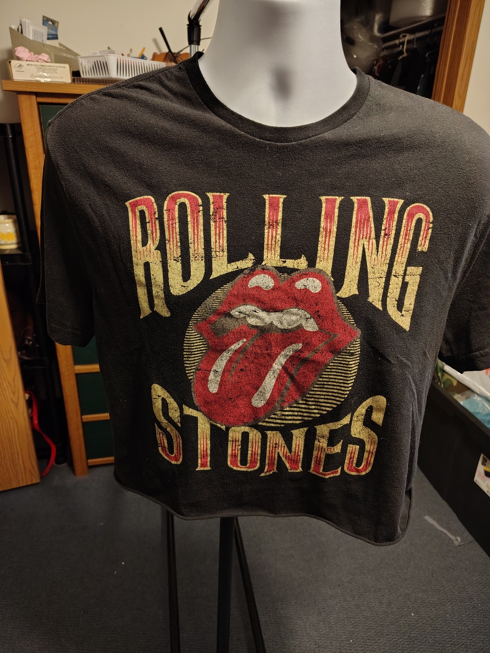Rolling Stones Vintage Logo Black Tee with Red Tongue XL